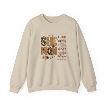 Floral Leopard "She Is Mom" Crewneck Sweatshirt
